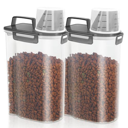 2 Pack 3 Lbs Pet Dog Cat Food Bird Seed Storage Containers for Travel -Grey - color: Grey-3L 2Pack