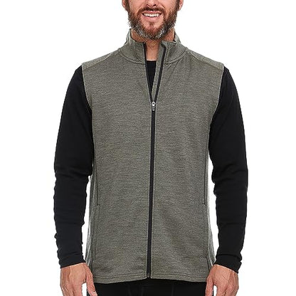 100% Merino Wool Mens Vest - Expedition Heavyweight Vest - Moisture Wicking - color: Granite Green, size: Medium