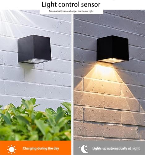 ASLIDECOR Solar Fence Lights Outdoor Waterproof, 2 Modes (Warm/Cool White), IP65 Deck Post Lights, Auto Dusk to Dawn, Easy Install for Railing Patio Garden Stairs (2 Pack)