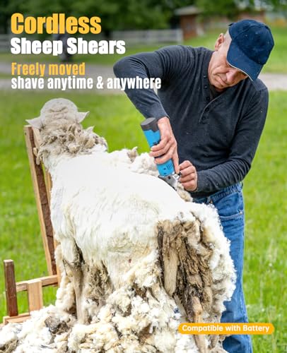 oneisall Cordless Sheep Shears,Professional Sheep Clippers with 2 Batteries,Detachable Stainless Steel Blade Heavy Duty Sheep Grooming Kit for Thick Coats