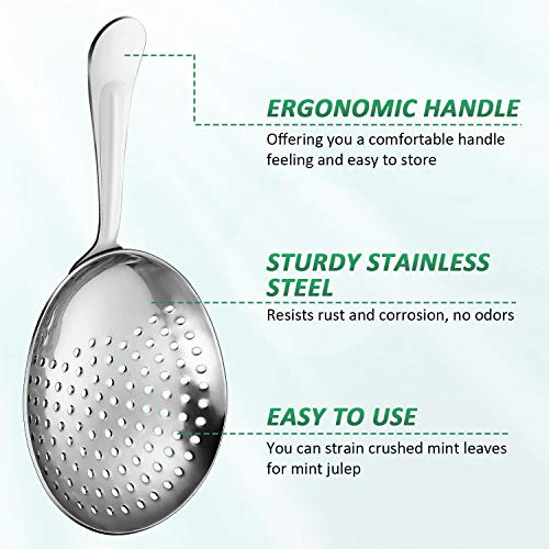 Boao 2 Pack Julep Strainers Stainless Steel Strainer Cocktail Spoon, Silver - color: ['Silver']