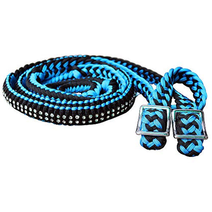 HILASON Braided Poly Barrel Reins 1" X 8Ft Flat Grip Knots - style: DLPA127