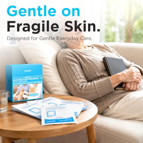 OK TAPE Sacral Silicone Foam Dressing with Border, 7.2 x 6.8 Inch, 10 Pack | Bed Sores on Buttocks, Pressure Sore Prevention, Gentle Adhesive, Water-Resistant - size: Sacral 7.2" x 6.8" – 10 Count