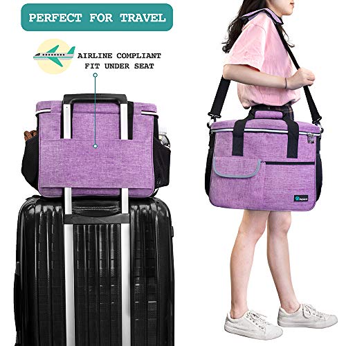 PetAmi Dog Travel Bag Organizer, Pet Supplies Diaper Tote, Purple Medium - color: Purple, size: Medium - 14.5"L x 8"W x 12.0"H