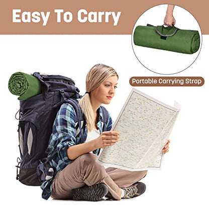 Tirrinia Waterproof Outdoor Blanket with Sherpa Lining, Windproof Foldable - color: Dark Green/Grey, size: 59” x 80”
