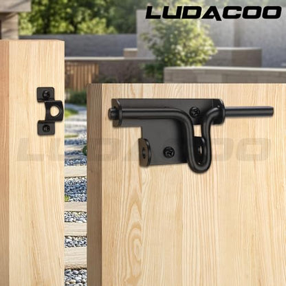 Slide Bolt Gate Latch Door Lock, Thickened Slide Bolt Latch Gate Hardware with Locking Hole for Padlock, Suitable for Heavy Duty Wooden Fence, Shed Doors, PVC Fence, Barn Doors, Black, 1 Pack