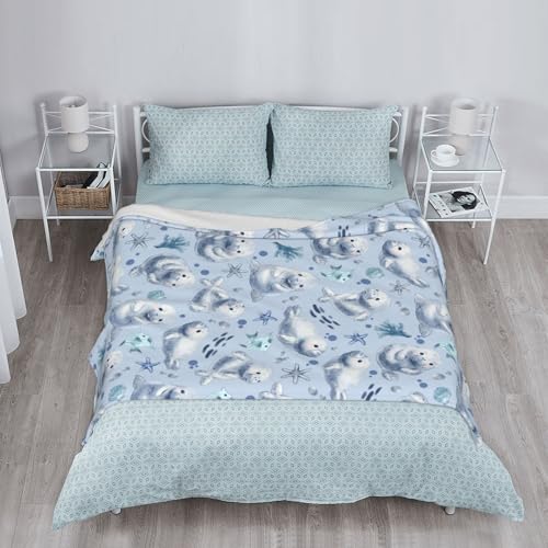 Manatees Throw Blanket Fuzzy Soft Cozy Blankets Soft Throws Warm Lightweight Plush Fleece Throw Blanket for Kids Men Women Gift Bed Couch Sofa 60"x50" - color: Manatees, size: 60"x50"
