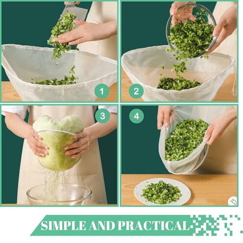 Cheese Cloths for Straining– Reusable Filter Bags Ultra-Fine Mesh Strainer for Filter NutMilk, Yogurt, Fresh Cheese, Juicing, Coffee, Milk, Butter & Juices (6)