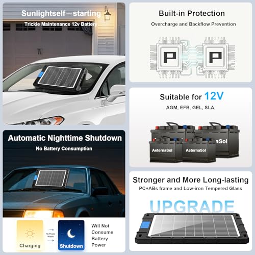 12V Solar Car Battery Charger 12W Waterproof Portable Solar Trickle Charger Maintainer with Smart PWM Controller for Car, Automotive, Motorcycle, Boat, Marine, RV,Trailer, Snowmobile, etc. - color: 12W PWM Solar Battery Charger