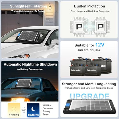 12V Solar Car Battery Charger 12W Waterproof Portable Solar Trickle Charger Maintainer with Smart PWM Controller for Car, Automotive, Motorcycle, Boat, Marine, RV,Trailer, Snowmobile, etc. - color: 12W PWM Solar Battery Charger