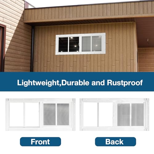 Yuzzy Shed Windows 2 Pack, 10"x23" Sliding Windows Transom Window with Tempered Glass and Removable Fiberglass Screen for Shed, Chicken Coop, Playhouse, Household, Garage, Barns (White) - color: White, size: 10"x23"