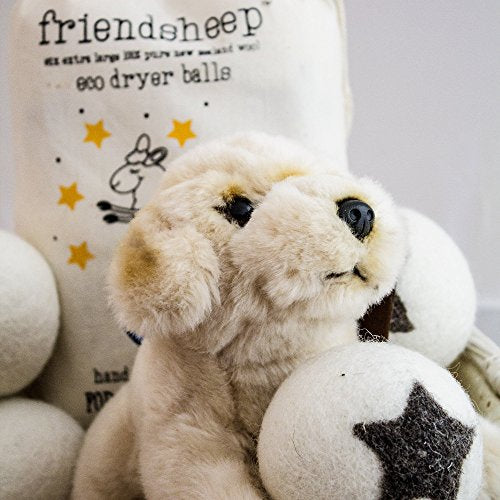 Friendsheep Wool Dryer Balls, Organic Reusable Fabric Softener Alternative for Laundry, Handmade, Fair Trade, Hypoallergenic, Eco-Friendly, Plastic-Free (6 Pack XL – Stars Galore) | Reusable fabric softener alternative Organic wool, handmade, fair trade,