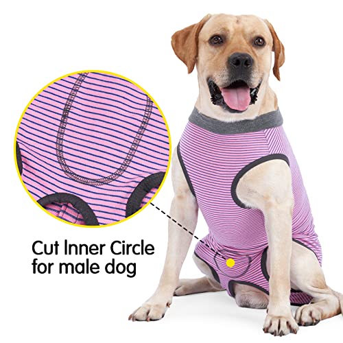 Dotoner Dog Recovery Suit Abdominal Wound Puppy Surgical Clothes Post-Operative Vest Pet After Surgery Wear Substitute E-Collar & Cone(M,Pink) - color: Pink, size: Medium (Pack of 1)