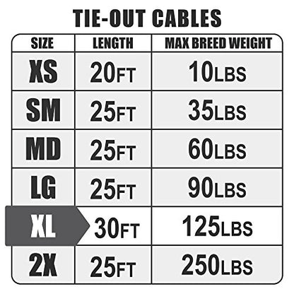 BV Dog Tie Out Cable 30 Feet - Heavy Duty Dog Lead Up to 125 Pounds - Reflective & Rust-Free with Quick Release Swivel Clips & 360° Rotating Clasp - Tangle-Free Dogs Runner for Yard (Red, Single) - color: 125lbs/ 30ft/ Red, style: Single