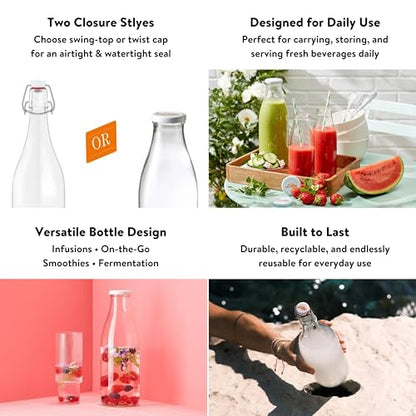 Le Parfait Swing Top Bottle 1L (32oz), Airtight Lid, Pack of 3 - color: 32oz (Set/3)