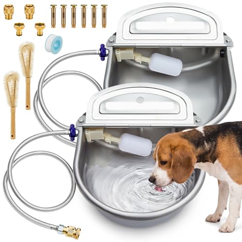 Tessco for you 2 Pack 1.2 Gallon Automatic Horse Water Bowl Large