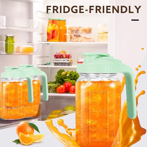Mihlapi 32 oz Breast Milk Pitcher, 1 Quart Glass Mason Jar with Lid - color: Green, size: 32 Ounces