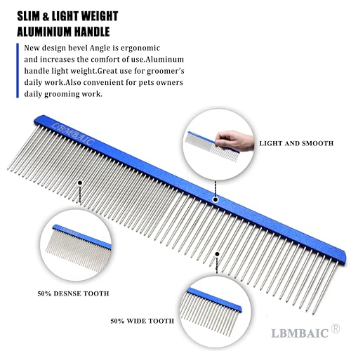 Metal Dog Grooming Combs Shedding Tangles,Knots,Mats.(7.5inches) - color: royalblue, size: Medium