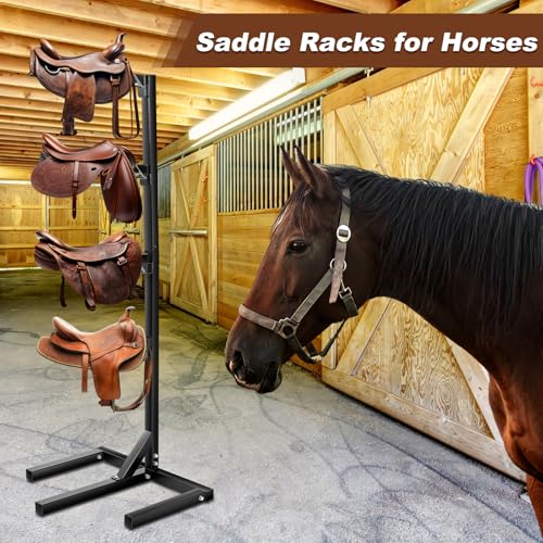 Abbylike 4 Tier Saddle Rack for Horses, 6.38 ft Heavy Duty Saddle Pad Stand Stable Blanket Tack Storage Stand for Western English Horses Pad Blanket Storage Organizer Stall Accessories - style: 4 Tier
