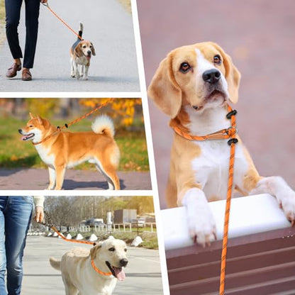 lynxking Dog Leash 3/8in x 6ft Slip Lead Reflective Black and Orange, 2 Pack