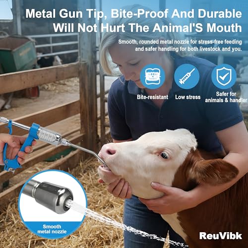 50ml Adjustable Livestock Drench Gun for Goats, Sheep & Cattle - color: Blue, size: 50M LWith Kettle