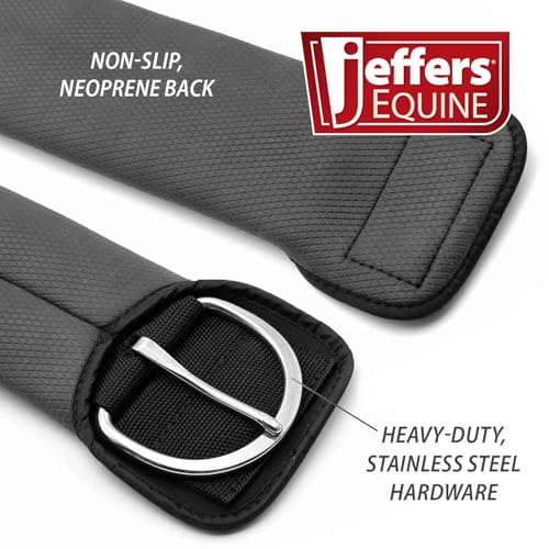 Jeffers Equine Western PVC Straight Cinch – Black Horse Girth for Saddles, Roping, Barrel Racing, Trail Riding – 1/4" Thick, 4 Layer Nylon Reinforced, Stainless Steel Hardware