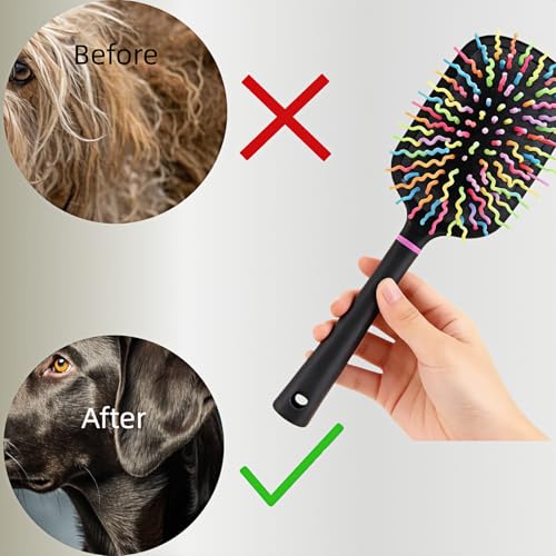 Tough Rainbow Bristle Mane/Tail Brush Rainbow Paddle Mane and Tail Brush Air Cushion Comb Detangler Plastic Forky Comb for Horses