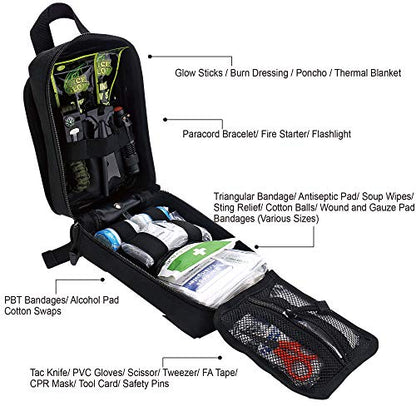 EVERLIT 250 Pcs Survival First Aid Kit - color: Black