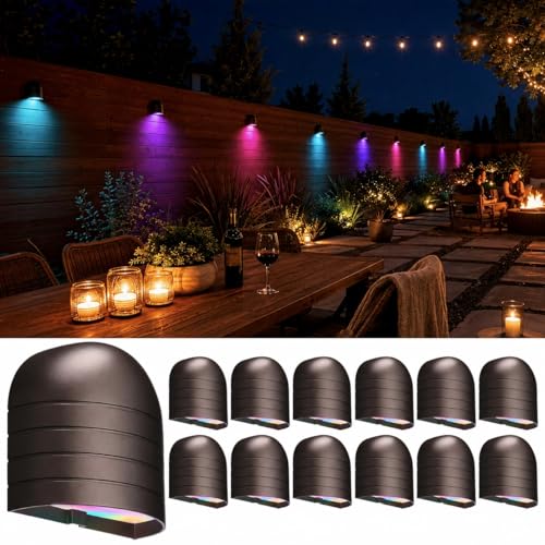LEONLITE 12-Pack RGBCW Low Voltage LED Deck Lights, Color Changing | 5 Color Changing Modes, CRI90, 12-24V AC/DC, Anti Glare Step Railing Light, Fence Down Light, IP65, Oil Rubbed Bronze - color: Red/Green/Blue/Yellow/Purple/Pink/Cyan