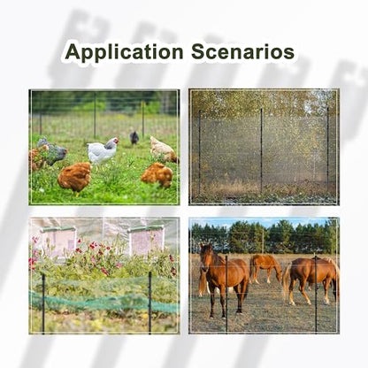 66 Inches High Fiberglass Electric Fence Portable Posts with Single Spikes - 55 Posts Come with 275 Clips - size: 66 in x 55 x 1 stake