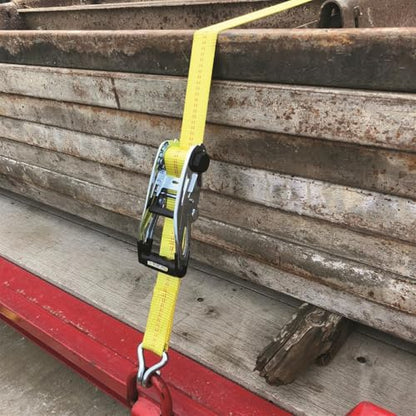 SMARTSTRAPS 27-Foot Premium Ratchet Strap (1 Pack), 10,000 lb Break Strength, 3,333 lb WLL – Heavy-Duty Commercial Tie-Down for Equipment, Tractors & Vehicle Transport, Yellow - size: 27' 10000 lb - 1 Pack
