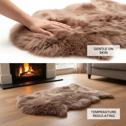 Super Area Rugs Buff Tan Sheepskin Rug Genuine Single 2x3ft Pelt Fluffy Fur Seat Cushion and Chair Cover - color: Tan, size: 2' x 3' (Natural)