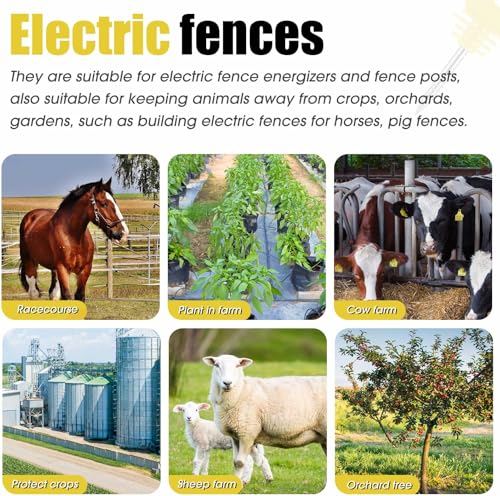 Sweetude 200 Pcs Electric Fence Insulator with 1 Pcs Insulator Socket Tool Screw in Ring Post Wood Post Electric Fence Ring with Socket Tool for Animal (Yellow) - color: Yellow