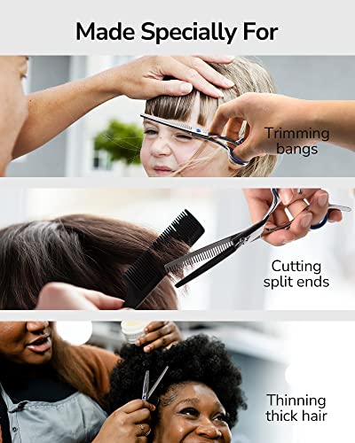 Hair Thinning Scissors ULG Professional Barber’s Texturizing Teeth Shears for Hairdressing, Salon and Home Use Thinning Shears for Hair Cutting, Made of Japanese Stainless Steel, 6.5 inch - color: Blue