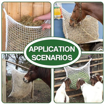 2PCS Horse Hay Feeder Net Slow Feed Bag ，Easy to Hang Hay Bag for Horses with Large Capacity Hay Nets for Horses Feeder Full Day Feeding(White)