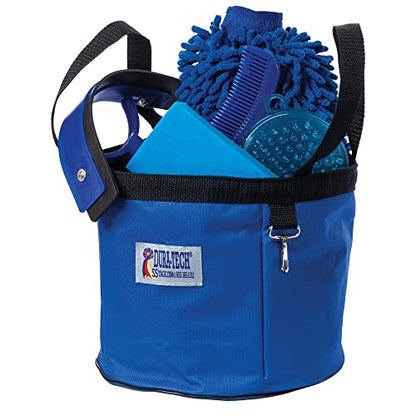 Dura-Tech Wash Tote Kit | Color Royal | Complete Horse Grooming Solution | High Absorbency Sponge Mitt | Curved Sweat Scraper | Jelly Scrubber | Mane & Tail Comb