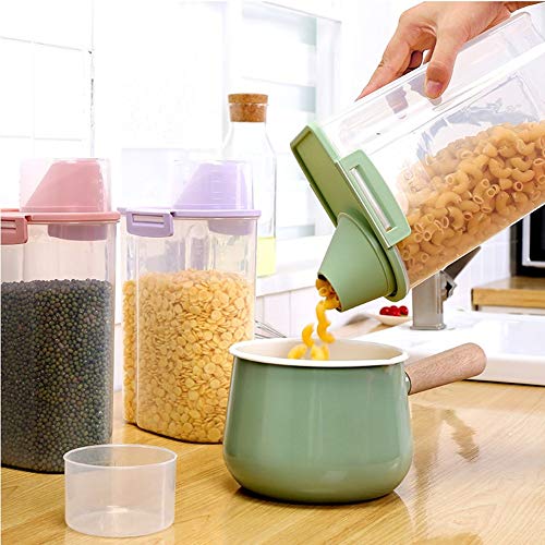 Pet Food Storage Container with Measuring Cup, Pour Spout and Seal Buckles Food Dispenser for Dogs Cats (Purple) - color: Purple