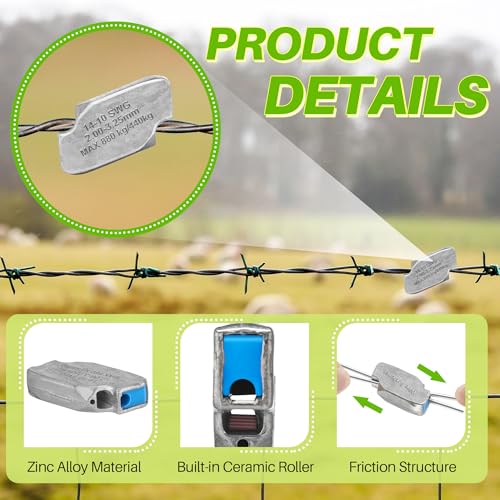 Saillong 20 Pack Wire Joiner for Electric Fence Wire, Tensioner Tightener Tools for Agriculture, Farms, Fields, Electric Power, Works Connecting 10-14 Gauge Line & 15.5 Gauge Barbed