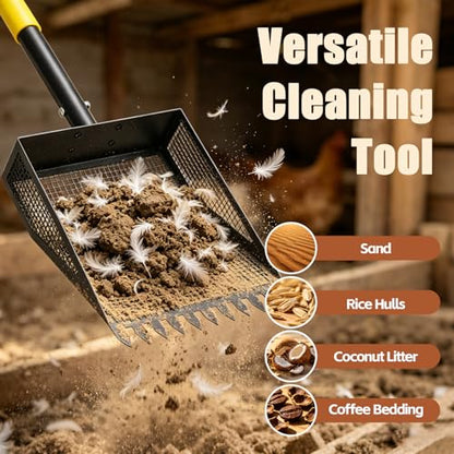 Chicken Poop Scooper, 42-84" Adjustable Chicken Coop Pooper Scooper, Black