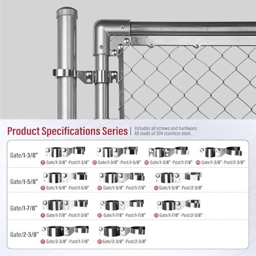 Stainless Steel 1-5/8" x 2-3/8" Chain Link Gate Latch （Fit 1-5/8" Gate Frame）, Heavy Duty Chain Link Fence Gate Fork Latch with Hole for Padlock 1Pack - color: 1-5/8"x2-3/8"