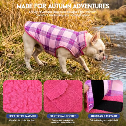 ASENKU Dog Winter Coat, Reversible Dog Jacket for Small Medium Large Dogs - color: Hotpink, size: Small