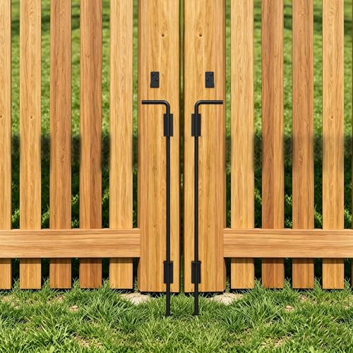 Heavy Duty Cane Bolt Gate Drop Rod, 36" Black Gate Latches Hardware for Wood Fence/Metal/Vinyl/Double Gates, Outdoor Gate Ground Latch Drop Rod with Mounting Screws, 2 Pack - size: 36 Inch