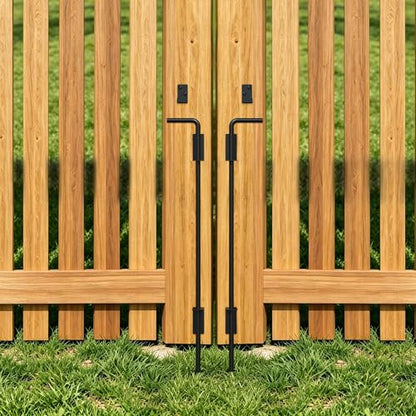 Heavy Duty Cane Bolt Gate Drop Rod, 36" Black Gate Latches Hardware for Wood Fence/Metal/Vinyl/Double Gates, Outdoor Gate Ground Latch Drop Rod with Mounting Screws, 2 Pack - size: 36 Inch