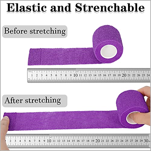 8 Pack 2 in x 5 Yards Cohesive Wrap Self Adhesive Bandage Wrap Elastic Self Adherent Wrap Self Stick Vet Tape for Athletic, Wrist, Ankle, Knees, Pets (Dark Purple) - color: Dark Purple, size: 2 Inch