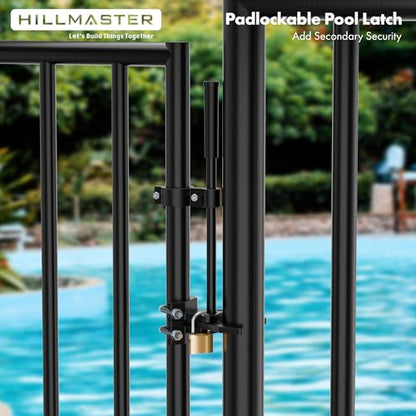 Auto Pool Gate Latch,Chain Link Child Safety Pool Latch for Chain Link 1-3/8" Gate Frames and 2-3/8" Gate Posts,Push Style Pool Latch for Outdoor Fence Self-Latching Pool Latch with Spring Closer - size: 1-3/8"x2-3/8"