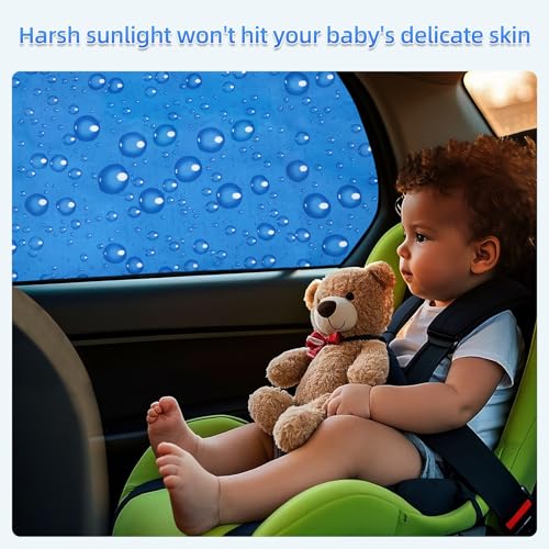 Aokway Magnetic Side Window Sun Shade -100% Block Light Car Window Shades - Car Privacy Curtains Universal Fit for Baby Naps, and Camping with UV Protection (Blue, Rear 2pcs) - color: blue, size: Rear Side 2Pcs