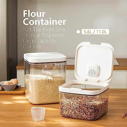 Rice Dispenser 10Lbs - Airtight with Measuring Cup, PET Material | 5L/5.0 Qt Capacity, Rice & Cereal & Pet & Laundry Pod Bin, Kitchen Bathroom Pet Food Pantry - color: 5.6 L