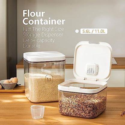 Rice Dispenser 10Lbs - Airtight with Measuring Cup, PET Material | 5L/5.0 Qt Capacity, Rice & Cereal & Pet & Laundry Pod Bin, Kitchen Bathroom Pet Food Pantry - color: 5.6 L