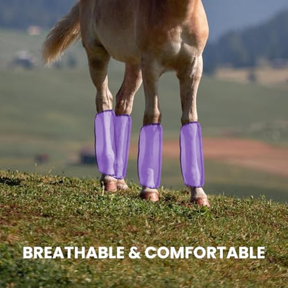 Mesh Fly Boots Horse Fly Boots Mesh Fly Wraps Leg Guard for Horse Set of 4 - color: Purple