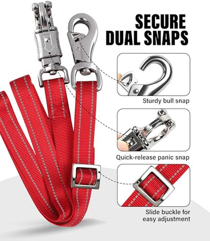 Cross Ties for Horse, Nylon Trailer Tie, Adjustable Length 42.5"-73" - color: Starlit Maroon
